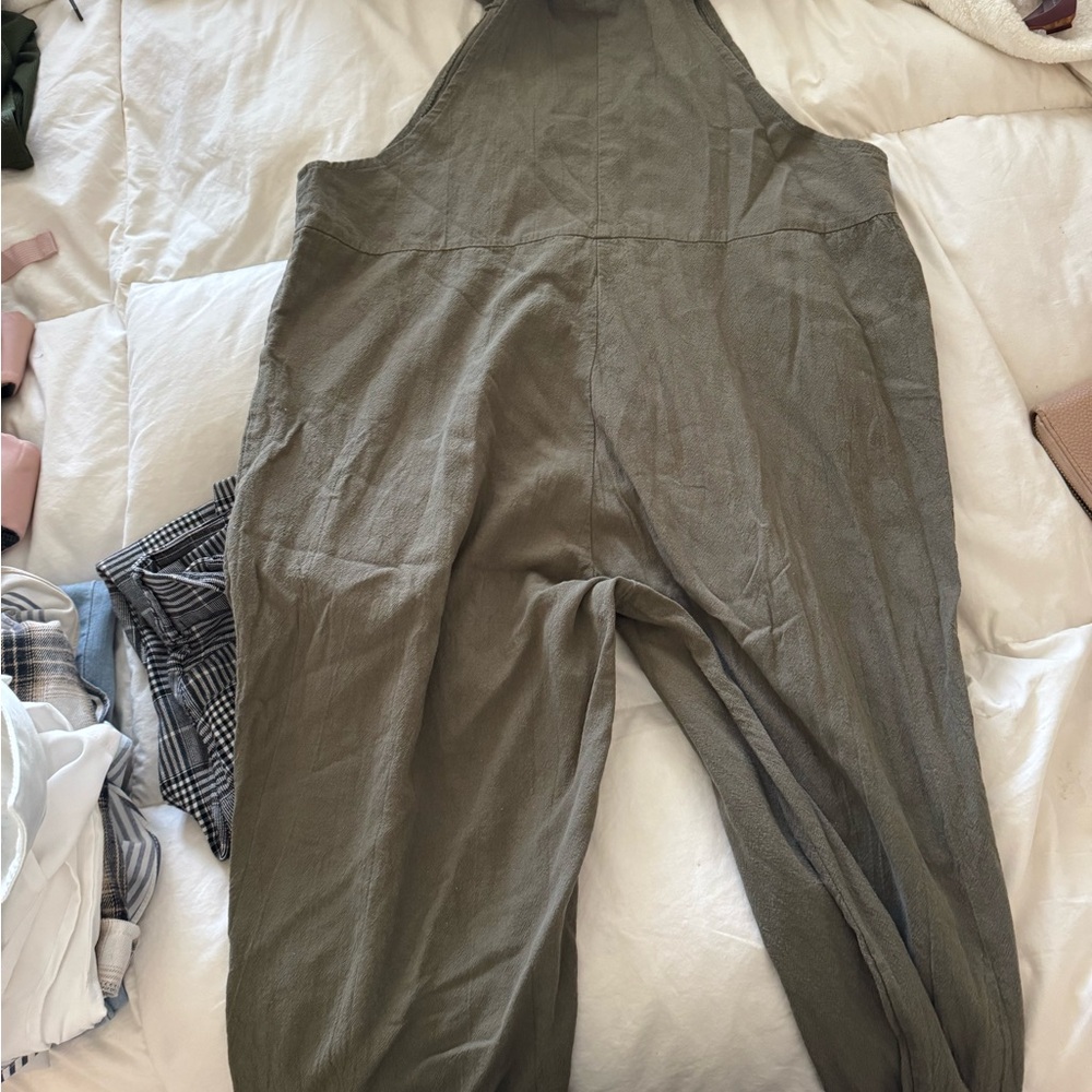SHEIN Green Utility Jumpsuit with Zipper Front